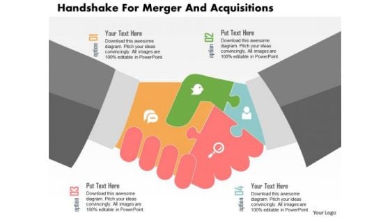 Business Diagram Handshake For Merger And Acquisitions Presentation Template