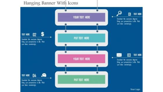 Business Diagram Hanging Banner With Icons Presentation Template