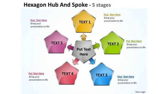 Business Diagram Hexagon Hub And Spoke 5 Stages Sales Diagram