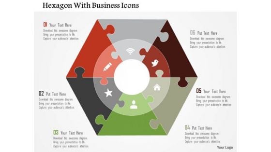 Business Diagram Hexagon With Business Icons Presentation Template