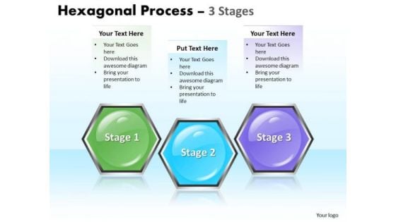 Business Diagram Hexagonal Process 3 Stages Sales Diagram