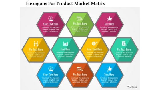 Business Diagram Hexagons For Product Market Matrix Presentation Template