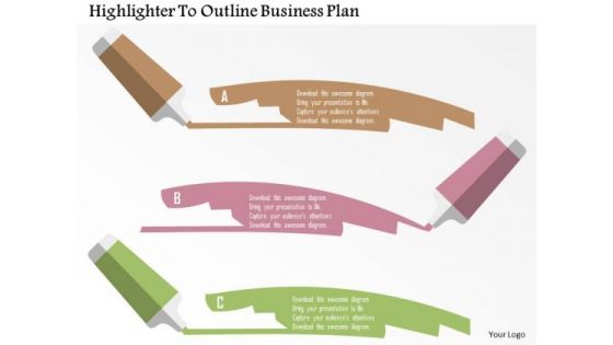 Business Diagram Highlighter To Outline Business Plan Presentation Template