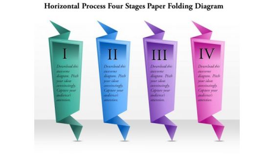 Business Diagram Horizontal Process Four Stages Paper Folding Diagram Presentation Template