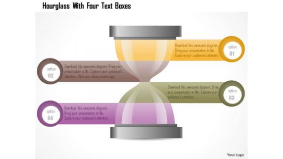 Business Diagram Hourglass With Four Text Boxes Presentation Template