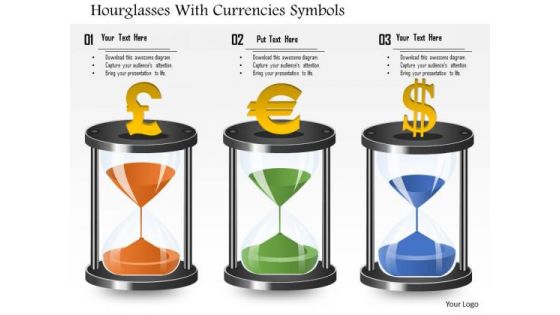 Business Diagram Hourglasses With Currencies Symbols Presentation Template