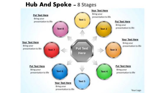 Business Diagram Hub And Spoke 8 Stages Sales Diagram