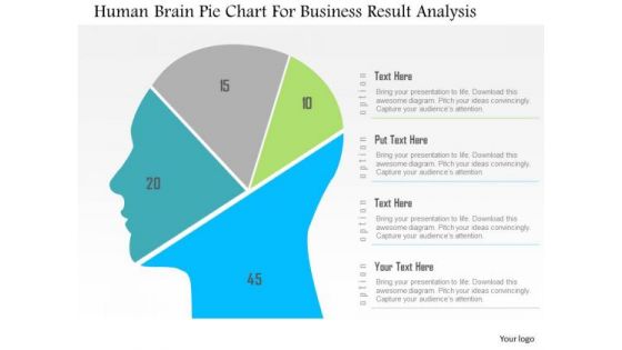 Business Diagram Human Brain Pie Chart For Business Result Analysis PowerPoint Slide