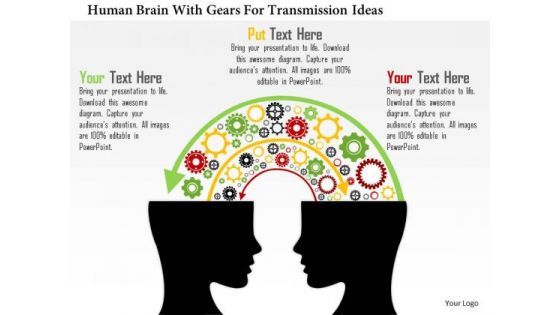 Business Diagram Human Brain With Gears For Transmission Ideas Presentation Template