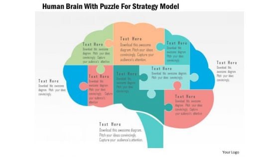 Business Diagram Human Brain With Puzzle For Strategy Model Presentation Template