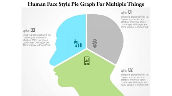Business Diagram Human Face Style Pie Graph For Multiple Things Presentation Template