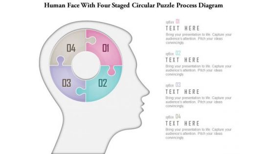 Business Diagram Human Face With Four Staged Circular Puzzle Process Diagram Presentation Template