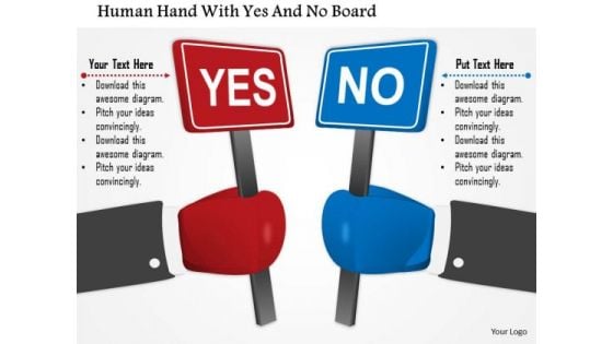 Business Diagram Human Hand With Yes And No Board Presentation Template