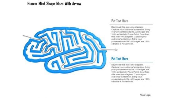 Business Diagram Human Mind Shape Maze With Arrow PowerPoint Template
