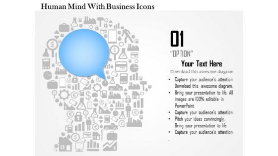 Business Diagram Human Mind With Business Icons Presentation Template