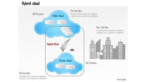 Business Diagram Hybrid Cloud Off Premise Public Cloud Office Connectivity Ppt Slide