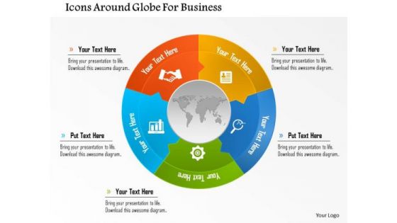 Business Diagram Icons Around Globe For Business Presentation Template