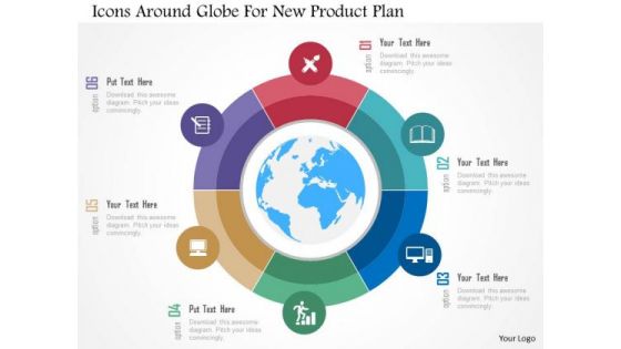 Business Diagram Icons Around Globe For New Product Plan Presentation Template