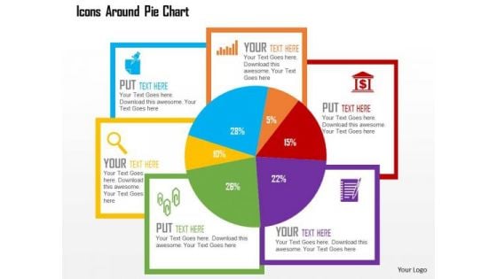 Business Diagram Icons Around Pie Chart Presentation Template