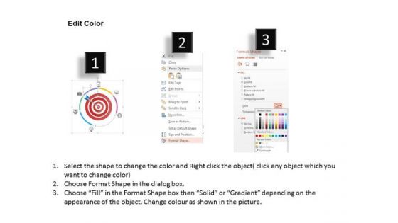 Business Diagram Icons Around Red Target Dart Presentation Template