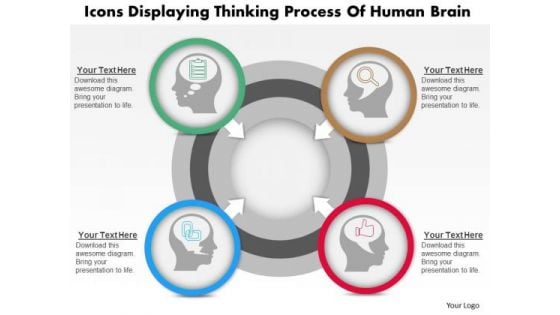 Business Diagram Icons Displaying Thinking Process Of Human Brain Presentation Template