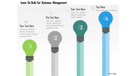 Business Diagram Icons On Bulb For Business Management Presentation Template