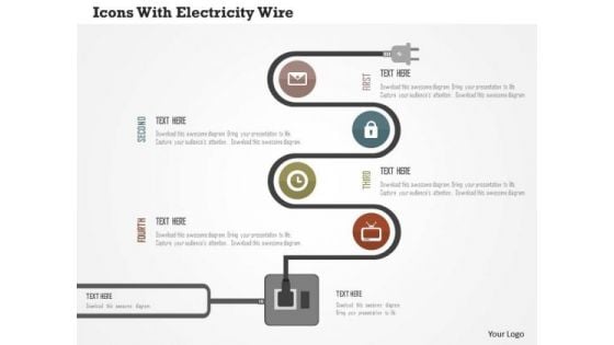 Business Diagram Icons With Electricity Wire Presentation Template