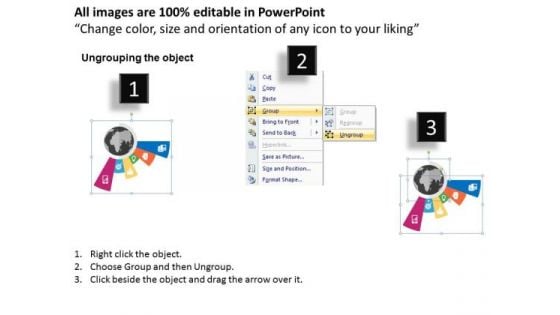 Business Diagram Icons With Globe For Company Vision Presentation Template