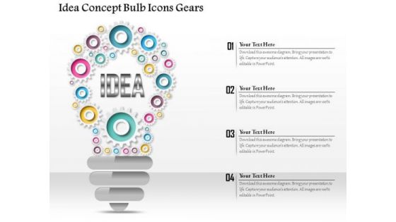 Business Diagram Idea Concept Bulb Icons Gears Presentation Template