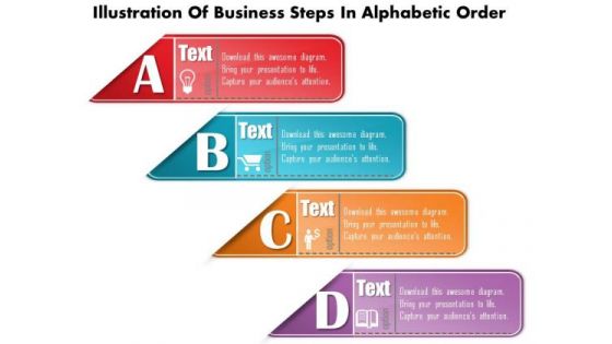 Business Diagram Illustration Of Business Steps In Alphabetic Order Presentation Template