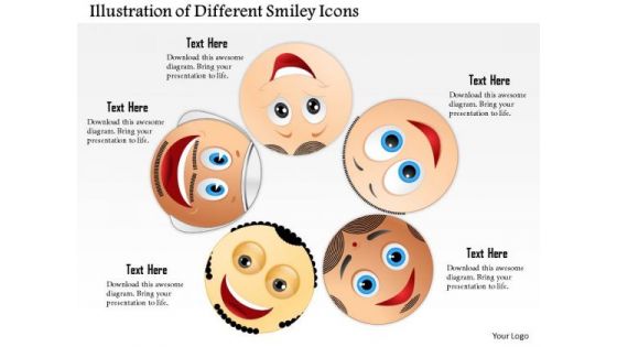 Business Diagram Illustration Of Different Smiley Icons Presentation Template