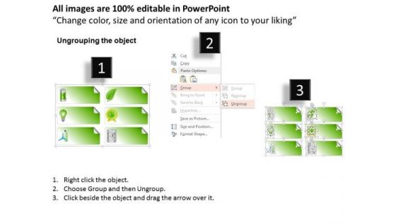 Business Diagram Illustration Of Green Energy Icons Presentation Template