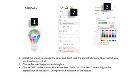 Business Diagram Illustration Of Light Bulb With Business Icons Presentation Template