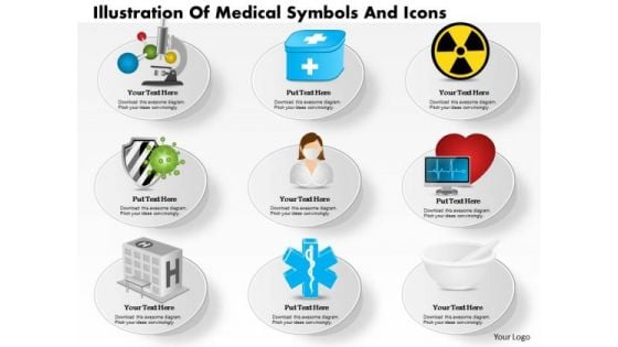 Business Diagram Illustration Of Medical Symbols And Icons Presentation Template