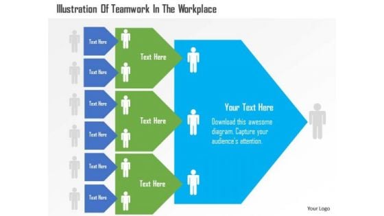 Business Diagram Illustration Of Teamwork In The Workplace Presentation Template