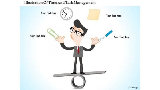 Business Diagram Illustration Of Time And Task Management Presentation Template
