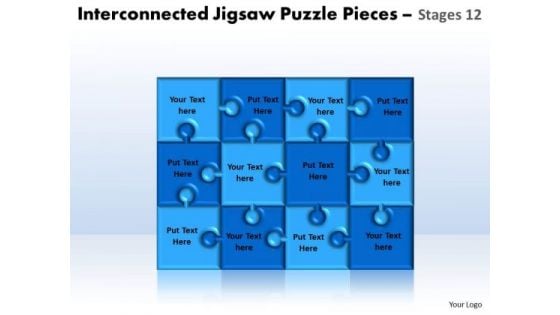 Business Diagram Interconnected Jigsaw Puzzle Pieces Stages 12 Sales Diagram