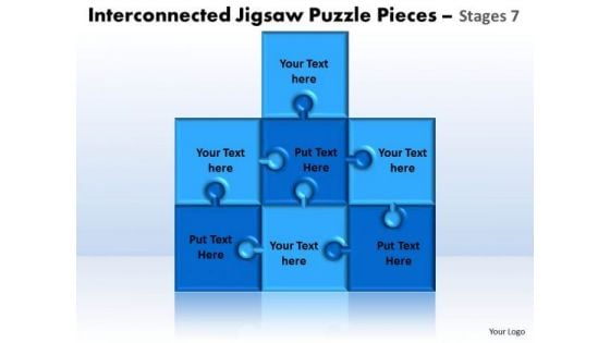 Business Diagram Interconnected Jigsaw Puzzle Pieces Stages 7 Sales Diagram