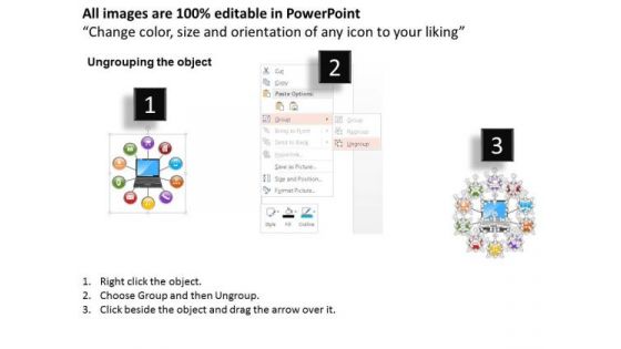 Business Diagram Internet Technology Icons Around Laptop Presentation Template