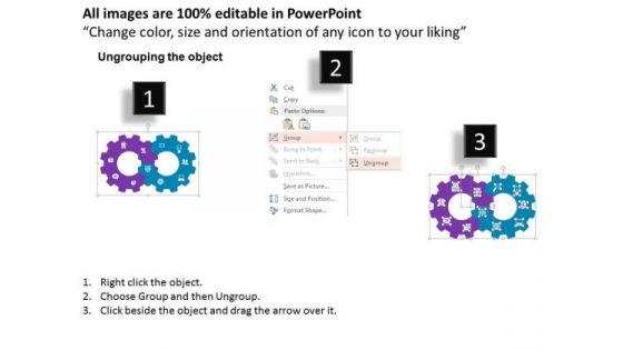 Business Diagram Intersecting Gears And Icons For Process Control Presentation Template