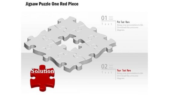 Business Diagram Jigsaw Puzzle One Red Piece Presentation Template