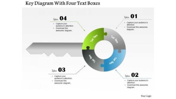 Business Diagram Key Diagram With Four Text Boxes Presentation Template