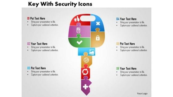 Business Diagram Key With Security Icons Presentation Template