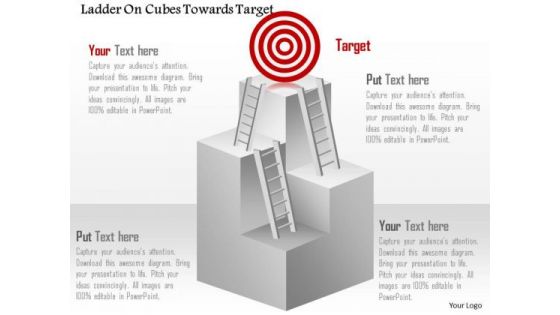 Business Diagram Ladder On Cubes Towards Target Presentation Template