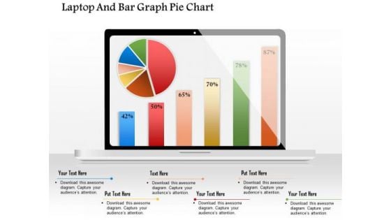 Business Diagram Laptop And Bar Graph Pie Chart Presentation Template