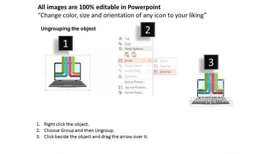 Business Diagram Laptop Design To Represent Four Steps Presentation Template