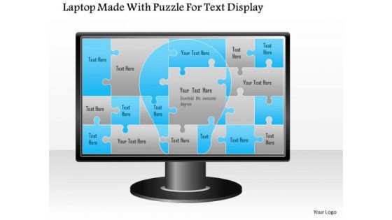 Business Diagram Laptop Made With Puzzle For Text Display Presentation Template