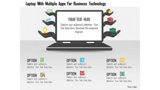 Business Diagram Laptop With Multiple Apps For Business Technology Presentation Template