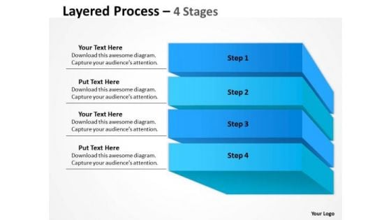 Business Diagram Layered Process 4 Stages Diagram Sales Diagram