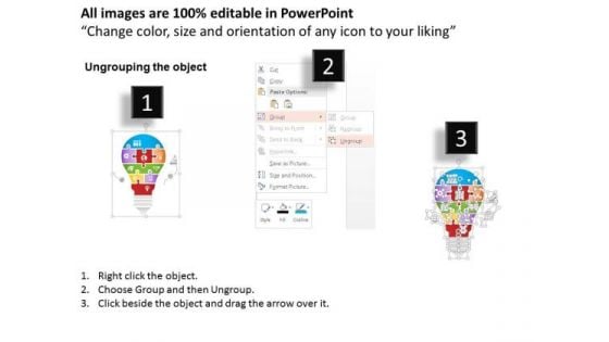 Business Diagram Light Bulb Puzzle Design With Icons Presentation Template